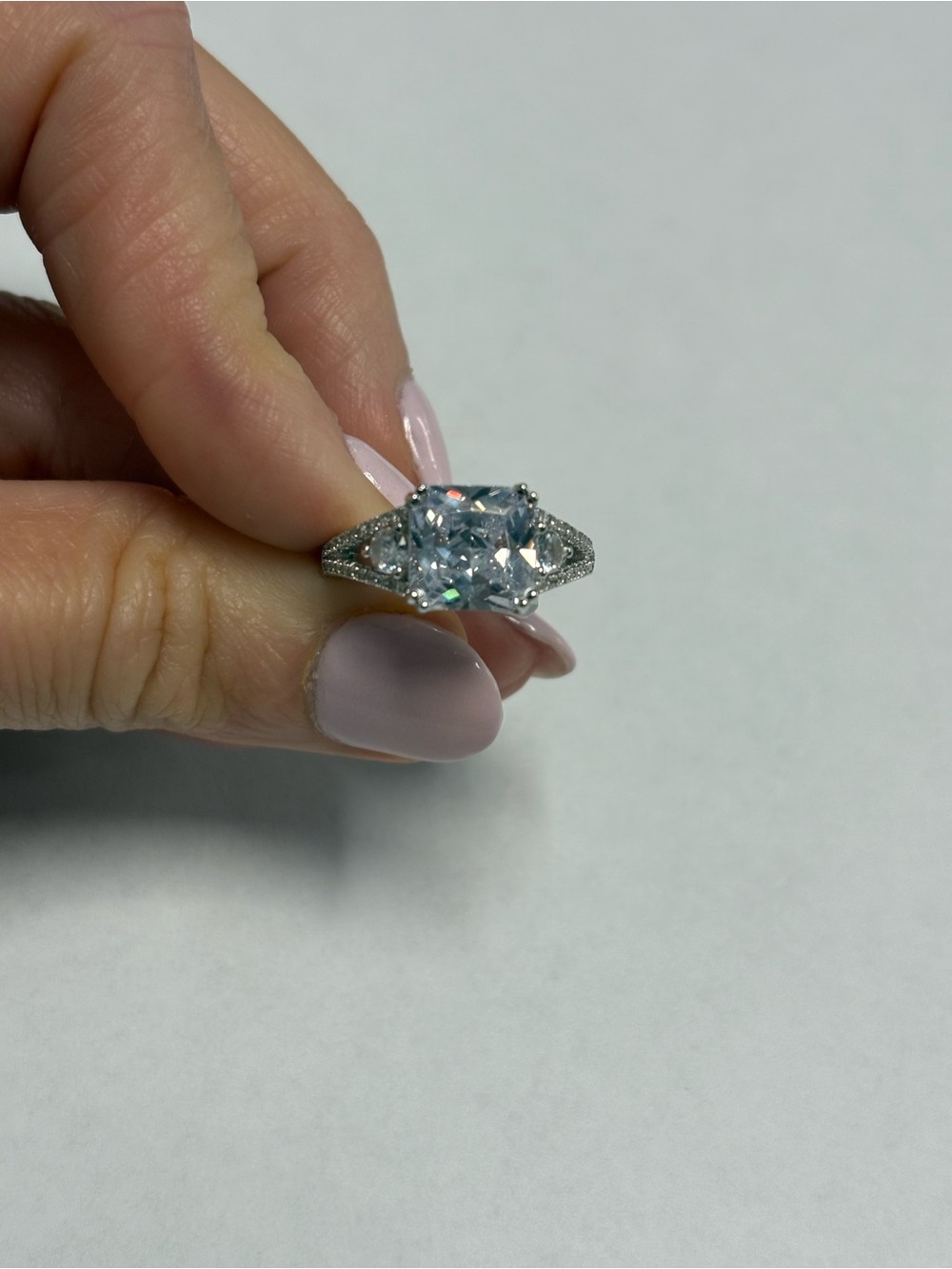 Suzy Levian Sterling Silver White CZ Engagement Ring NWT Size 7
